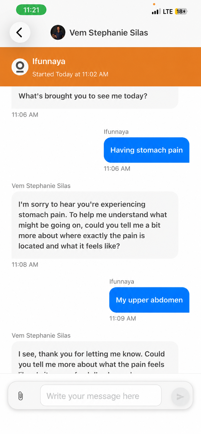 A private consultation conversation with a Koyo doctor.